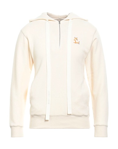 MAISON KITSUNÉ Maglia con zip Avorio 92% Cotone, 8% Lana