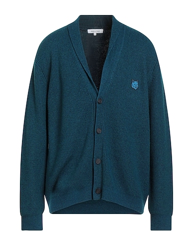 MAISON KITSUNÉ Cardigan Deep teal 47% Wool, 38% Viscose, 10% Polyamide, 5% Cashmere