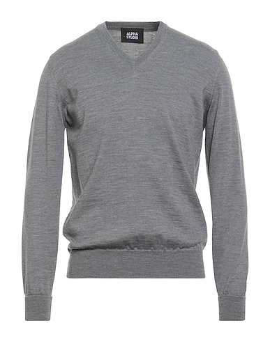 ALPHA STUDIO Jumper Grey 100% Merino Wool