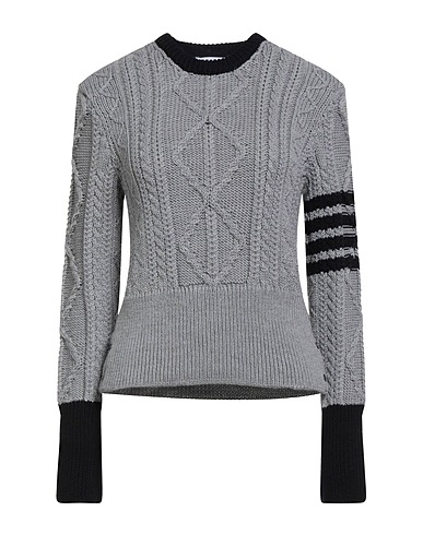 THOM BROWNE Jumper Grey 100% Virgin Wool