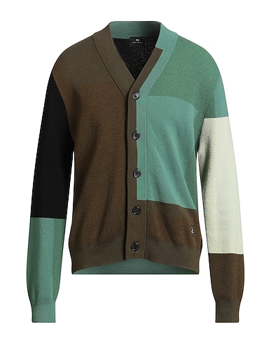 PS PAUL SMITH Cardigan Military green 83% Cotton, 17% Nylon