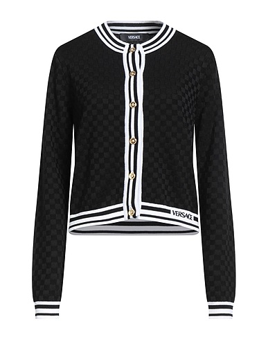 VERSACE Cardigan Black 85% Cotton, 15% Viscose, Polyester, Polyamide, Elastane