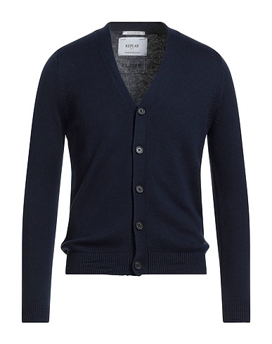 REPLAY Cardigan PREMIUM SELECTION Navy blue 95% Cotton, 5% Cashmere