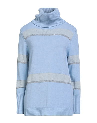 BLU BIANCO Polo neck Light blue 70% Merino Wool, 30% Cashmere, Superkid mohair