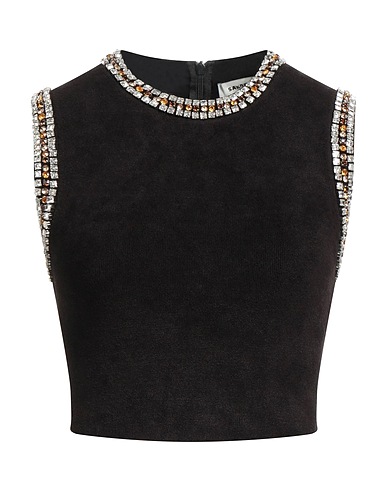 SANDRO Sleeveless sweater Black 52% Viscose, 46% Polyamide, 2% Elastane