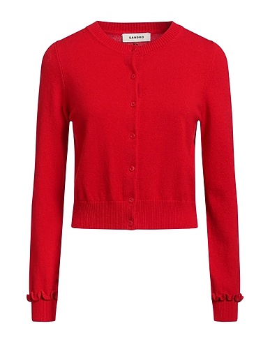 SANDRO Cardigan Red 90% Wool, 10% Cashmere