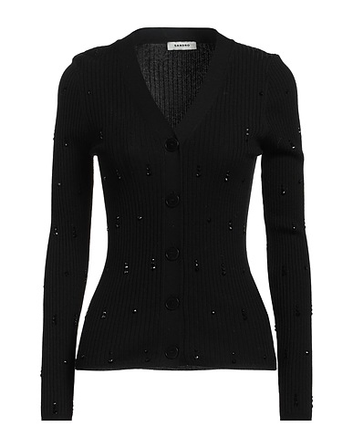 SANDRO Cardigan Black 55% Viscose, 24% Lyocell, 14% Polyamide, 7% Silk