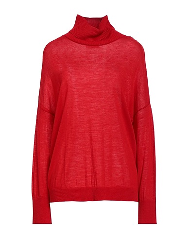CROCHÈ Rollkragenpullover Rot 50% Merinowolle, 50% Acryl