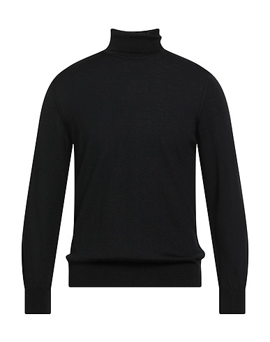 ANDREA FENZI Rollkragenpullover Schwarz 100% Merinowolle