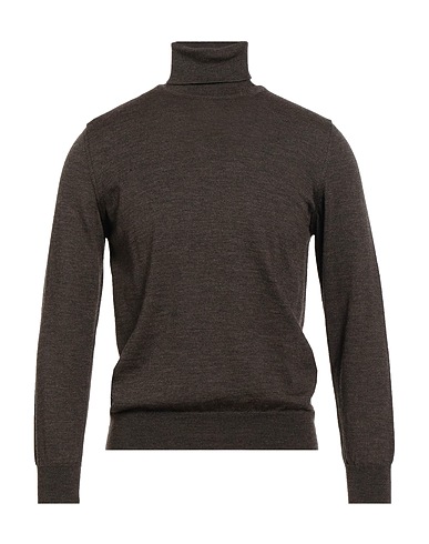 ANDREA FENZI Polo neck Dark brown 100% Merino Wool
