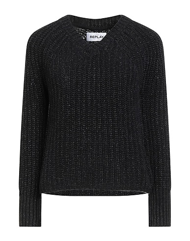 REPLAY Jumper Black 95% Cotton, 5% Polyester