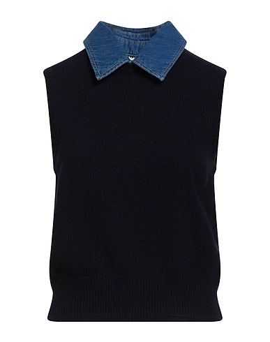 SANDRO Sleeveless sweater Navy 77% Wool, 23% Polyamide, Cotton