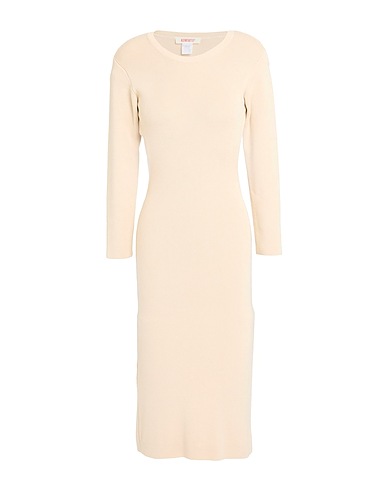 KONTATTO Midi dress Beige 69% Viscose, 29% Acrylic, 2% Elastane