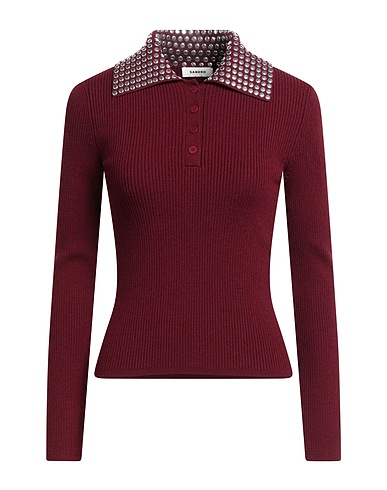 SANDRO Sweater Burgundy 47% Acrylic, 43% Wool, 9% Polyamide, 1% Elastane