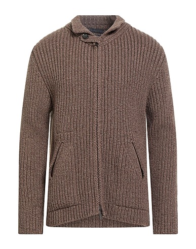 DANIELE FIESOLI Pullover mit Zipper  Dunkelbraun 80% Merinowolle, 20% Polyamid