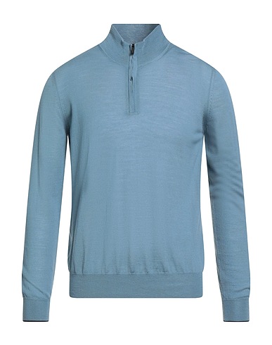 MOORER Jumper with zip Slate blue 100% Virgin Wool
