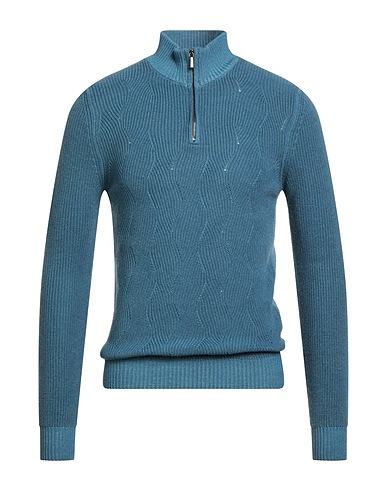 MOORER Sweater with zip Light blue 100% Wool