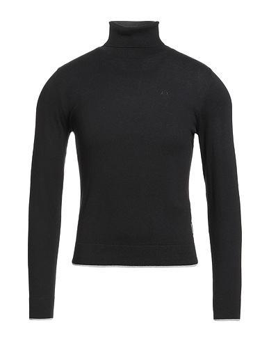 ARMANI EXCHANGE Polo neck Black 95% Cotton, 5% Cashmere, Polyamide, Elastane