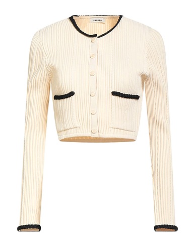 SANDRO Cardigan Ivory 50% Viscose, 48% Polyamide, 2% Elastane