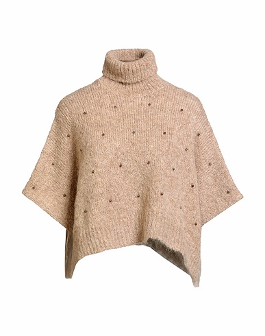 BRUNELLO CUCINELLI Polo neck Sand 80% Alpaca wool, 11% Polyamide, 9% Wool, Hematite