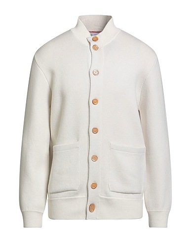 BRUNELLO CUCINELLI Strickjacke CASHMERE Weiß 57% Schurwolle, 29% Kaschmir, 10% Seide, 3% Polyamid, 1% Elastan