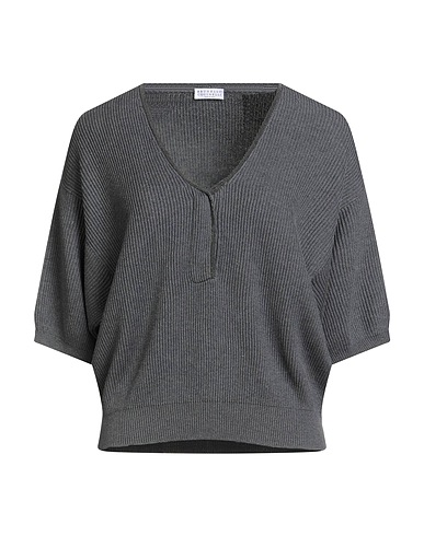 BRUNELLO CUCINELLI Jumper Grey 100% Cotton, Brass