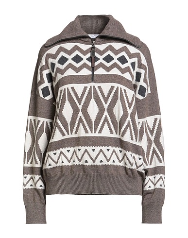 BRUNELLO CUCINELLI Jumper CASHMERE Khaki 60% Virgin Wool, 30% Cashmere, 10% Silk, Leather, Brass