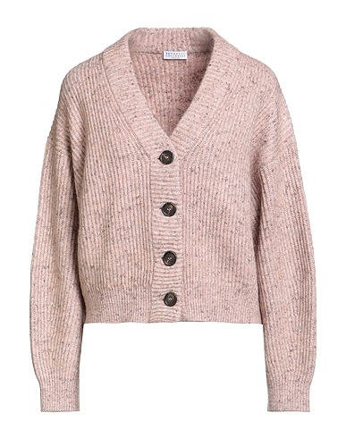 BRUNELLO CUCINELLI Cardigan Light pink 53% Wool, 29% Polyamide, 13% Mohair wool, 5% Linen, Ecobrass