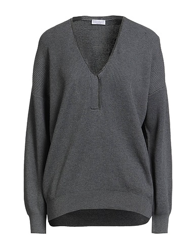 BRUNELLO CUCINELLI Jumper Grey 100% Cotton, Brass