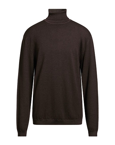 WOOL & CO Polo neck Dark brown 100% Merino Wool