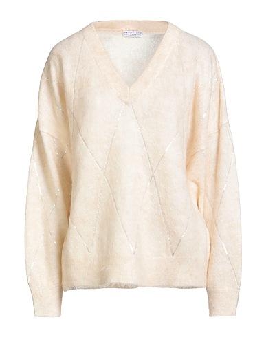 BRUNELLO CUCINELLI Sweater CASHMERE Cream 34% Wool, 28% Mohair wool, 20% Polyamide, 13% Cashmere, 5% Silk