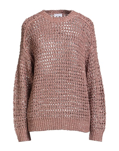 BRUNELLO CUCINELLI Jumper Light brown 36% Silk, 34% Linen, 17% Polyamide, 13% Polyester