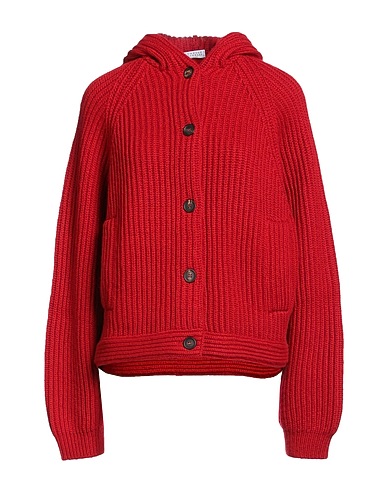 BRUNELLO CUCINELLI Cardigan Red 100% Cashmere, Brass