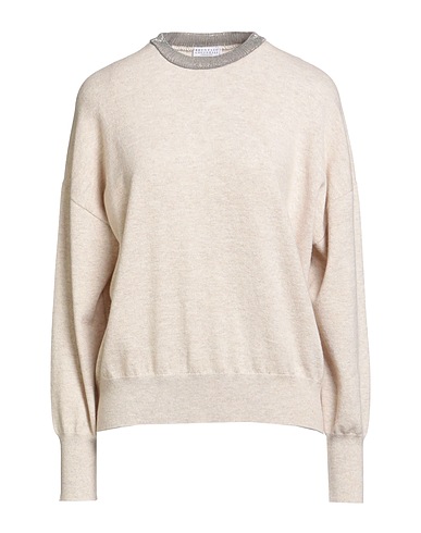 BRUNELLO CUCINELLI Cashmere jumper Beige 100% Cashmere, Cotton, Elastane, Brass