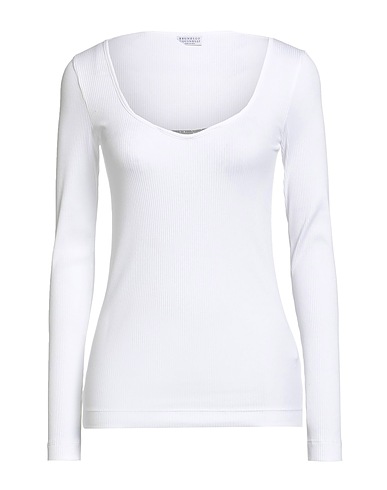 BRUNELLO CUCINELLI Jumper White 95% Cotton, 5% Elastane, Ecobrass