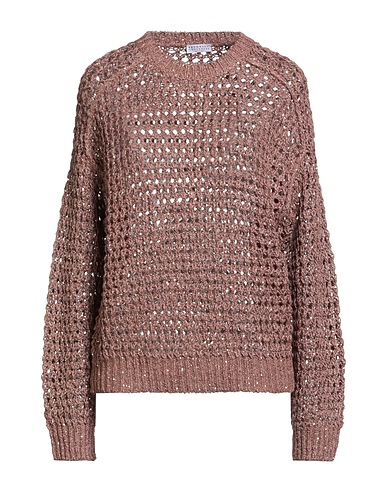 BRUNELLO CUCINELLI Pullover Marrone 36% Seta, 34% Lino, 17% Poliammide, 13% Poliestere