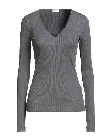 BRUNELLO CUCINELLI Jumper Grey 95% Cotton, 5% Elastane, Recycled brass