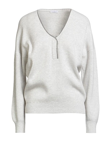 BRUNELLO CUCINELLI Cashmere jumper CASHMERE Light grey 100% Cashmere, Ecobrass