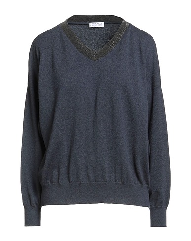 BRUNELLO CUCINELLI Cashmere blend CASHMERE Navy 100% Cashmere, Ecobrass, Cotton, Elastane