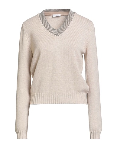 BRUNELLO CUCINELLI Cashmere jumper Beige 100% Cashmere, Cotton, Elastane, Ecobrass