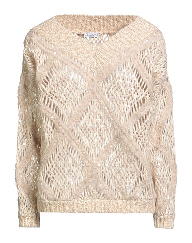 BRUNELLO CUCINELLI Jumper Beige 60% Wool, 25% Nylon, 15% Alpaca wool