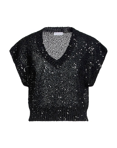 BRUNELLO CUCINELLI Jumper NERO 60% Linen, 28% Cashmere, 12% Silk