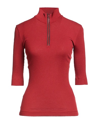 BRUNELLO CUCINELLI Polo neck Brick red 100% Wool, Brass