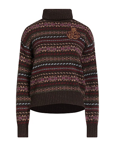 LAUREN RALPH LAUREN Polo neck Dark brown 84% Wool, 8% Recycled nylon, 8% Cotton