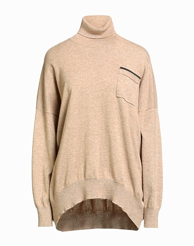 BRUNELLO CUCINELLI Dolcevita Sabbia 100% Cachemire, Ottone, Elastan