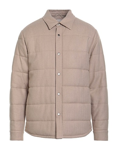 AGNONA Piumino Beige 50% Cachemire, 50% Seta, Pelle di vitello, Metallo