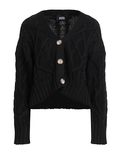 ALPHA STUDIO Cardigan Black 100% Merino Wool