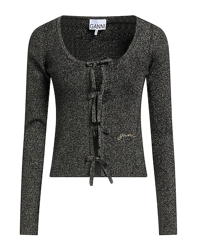 GANNI Cardigan Black 34% Recycled nylon, 26% Organic cotton, 20% Synthetic fibers, 12% Wool, 8% Metallic fiber