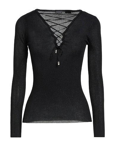 PINKO Jumper Black 85% Viscose, 15% Metallic fiber