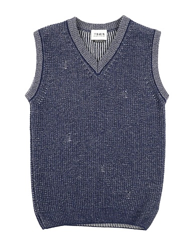 BERNA ニットベスト ネイビー ウール 80% / ナイロン 20%